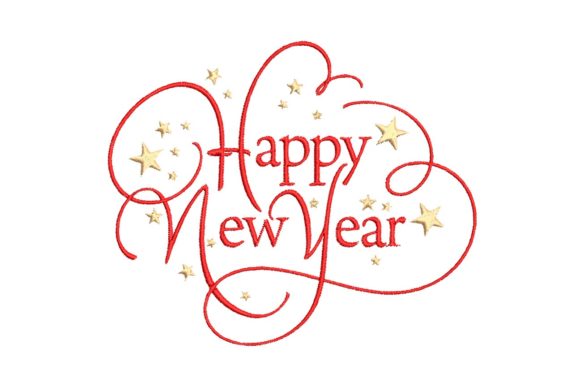 Happy New Year Embroidery Design