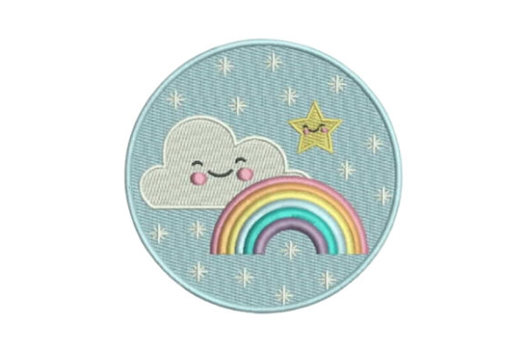 Rainbow Clouds Embroidery Design